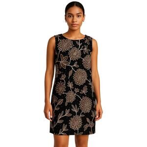 Ronni Nicole Black Floral Sleeveless Dress 16 Stretch Zip Sheath